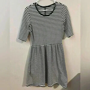 Love Hannah Black and White Striped Midi Dress - Size Small